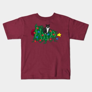 Cat Hates Your Tree - tuxedo Kids T-Shirt